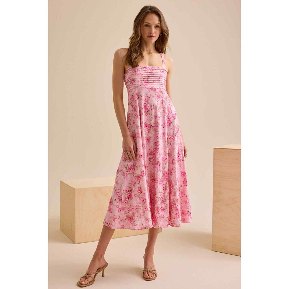 Altar'd State | NWT Alysha Pink Floral Pleated Midi Dress | XL